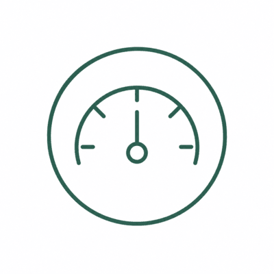 Line art icon of a speedometer gauge. Line art icon of a speedometer gauge.